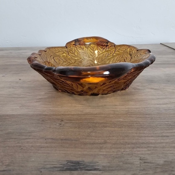 Vintage Indiana Glass Tiara Sweet Pear 2 Handled Bowl 7" Burnt Honey Amber Dish - Picture 5 of 7